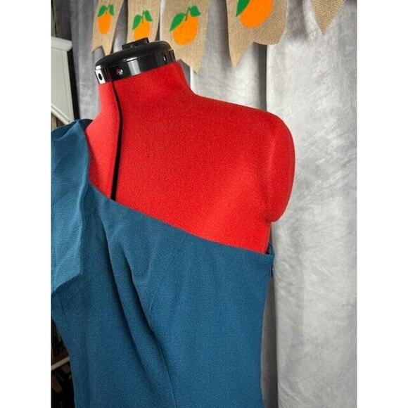 DRESS THE POPULATION Tiffany One-Shoulder Bow-Tie Midi Dress in Pine Size XL NWT - Picture 4 of 7